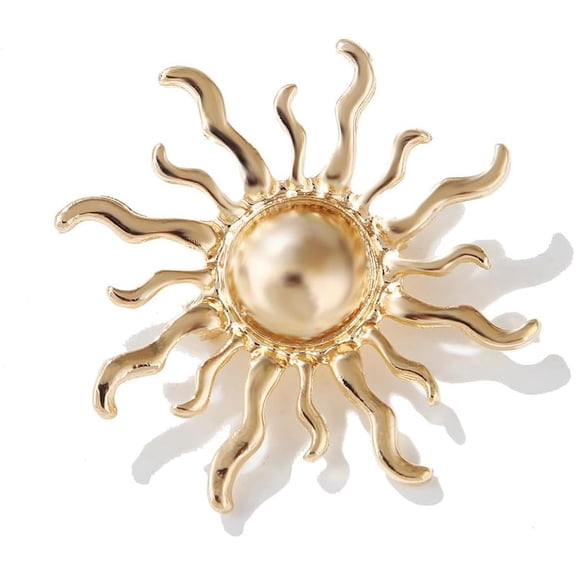 Gold Sun Brooch Pin for Women Men Fashion Sunflower Collar Costume Brooches Simple Lapel Pins Dainty Suit Hat Dress Accessories Decorations Wedding Bouquets Birthday Holiday Jewelry Gift