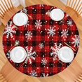 thumbnail image 2 of Red and Black Christmas Snowflake Pattern Round Fitted Tablecloth with Elastic Edge,Dining Table Cover Waterproof,Outdoor Round Tablecloth for Camping,Dining,Indoor and Outdoor, 2 of 7