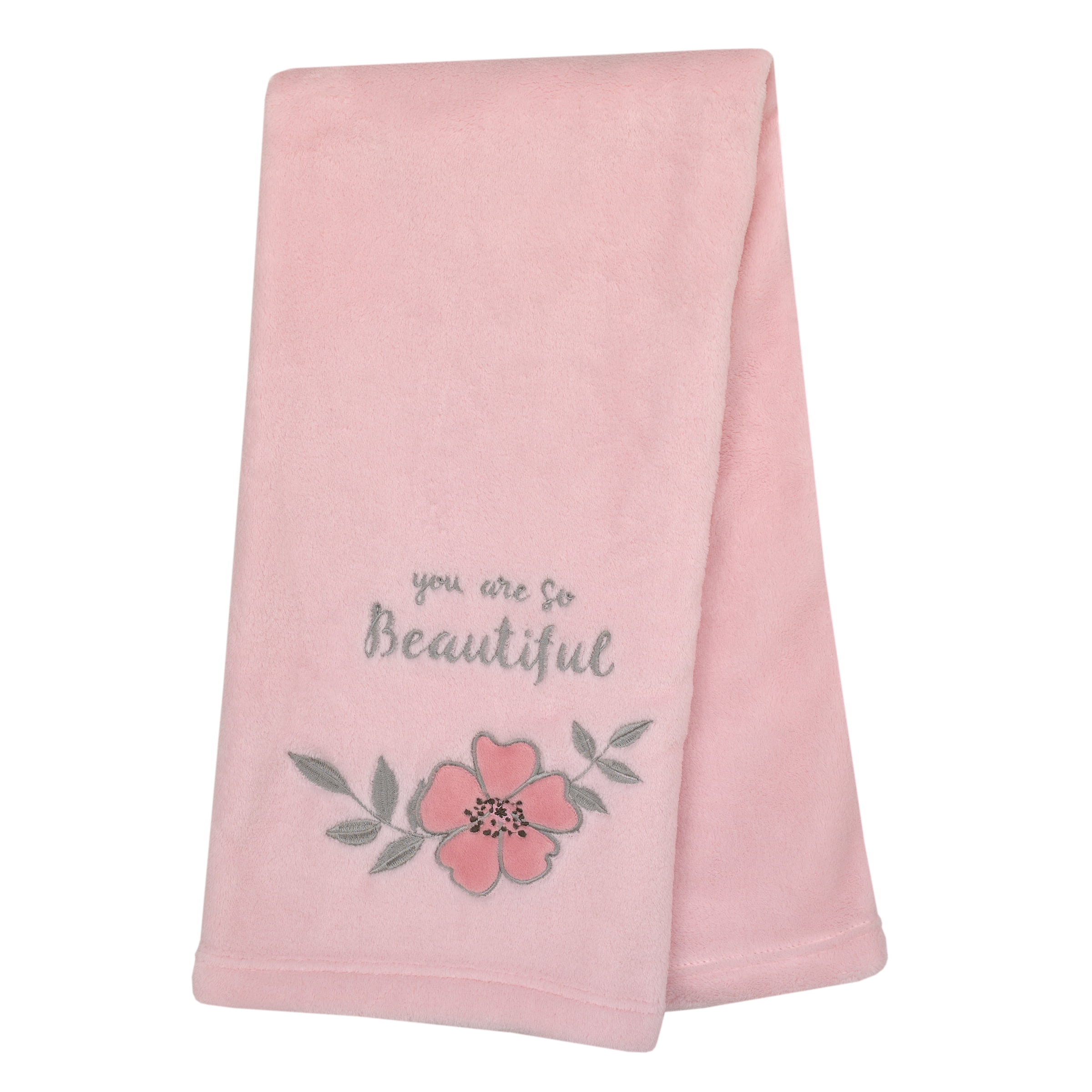 Little Love by NoJo Beautiful Blooms Pink and Gray Baby Blanket