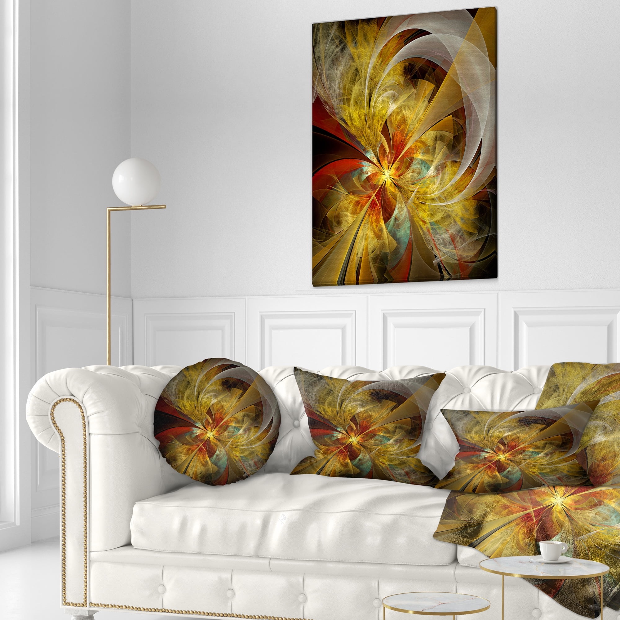 Designart 12" x 20" Contemporary and Modern Black Flower Polyester Throw Pillow
