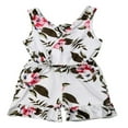 thumbnail image 1 of Baby Girl V Neck Floral Ruffled Romper One-Pieces Sleeveless Jumpsuit Outfits, 1 of 6