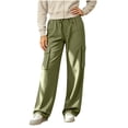 thumbnail image 6 of Zormilly Cargo Pants Women Elastic High Waisted Hiking Pants with 4 Pockets Drawstring Fashion Straight Leg Pants, S-2XL, 6 of 9