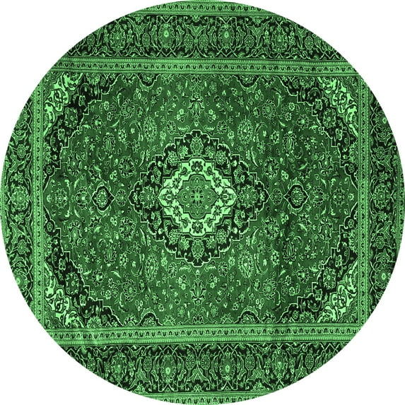 Ahgly Company Indoor Round Persian Emerald Green Traditional Area Rugs, 3' Round