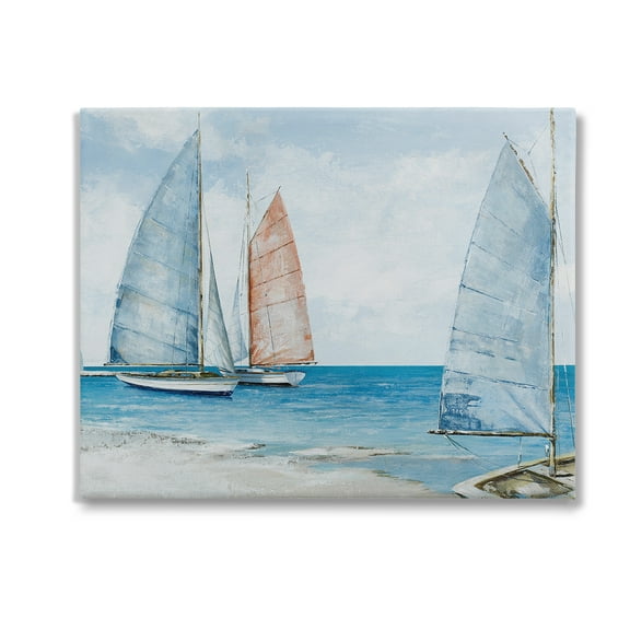 Stupell Industries Coastal Sailboat Fleet Transportation Painting Gallery Wrapped Canvas Art Print Wall Art, 20 x 16