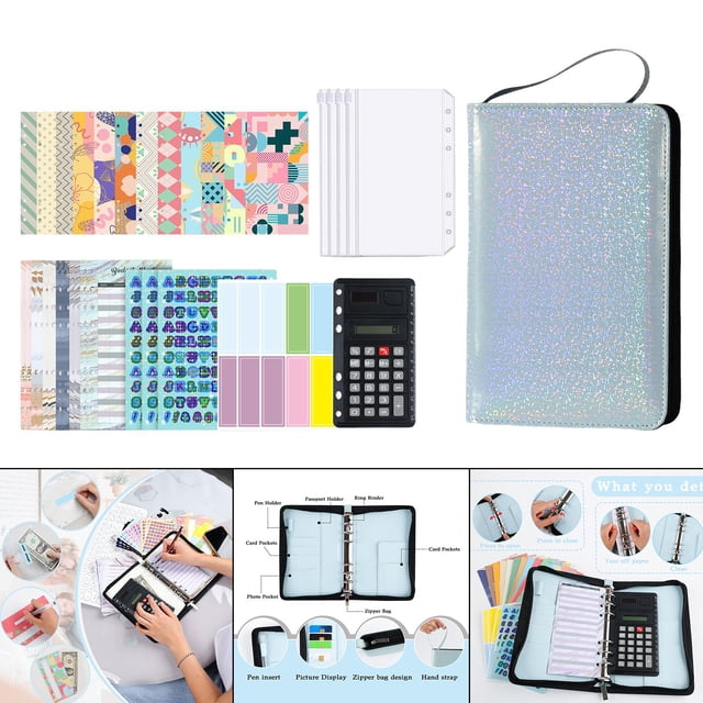 Carpeta de Cuaderno A6 Sharpla Planificador de Presupuesto de Cuero PU con Bolsillo