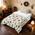 thumbnail image 2 of Manfei Christmas Tree Twin Comforter Sets Green Bedding Set, Olive Cream 2-Pieces 1 Comforter and 1 Pillowcase, Xmas Reversible, 2 of 6