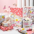 thumbnail image 2 of Rainbow Baby Shower Wrapping Paper, Cute Baby Girl Wrapping Paper, Metallic Foil Sun & Cloud Pattern Welcome Newborn Gift Wrap for 1st Birthday, Children Party (17Inch x 33Feet), 2 of 14