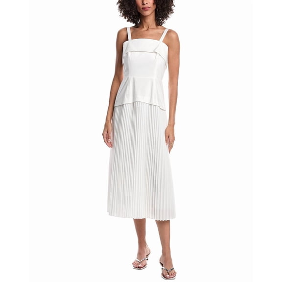 Milly womens Nala Poplin Midi Dress, 2, White