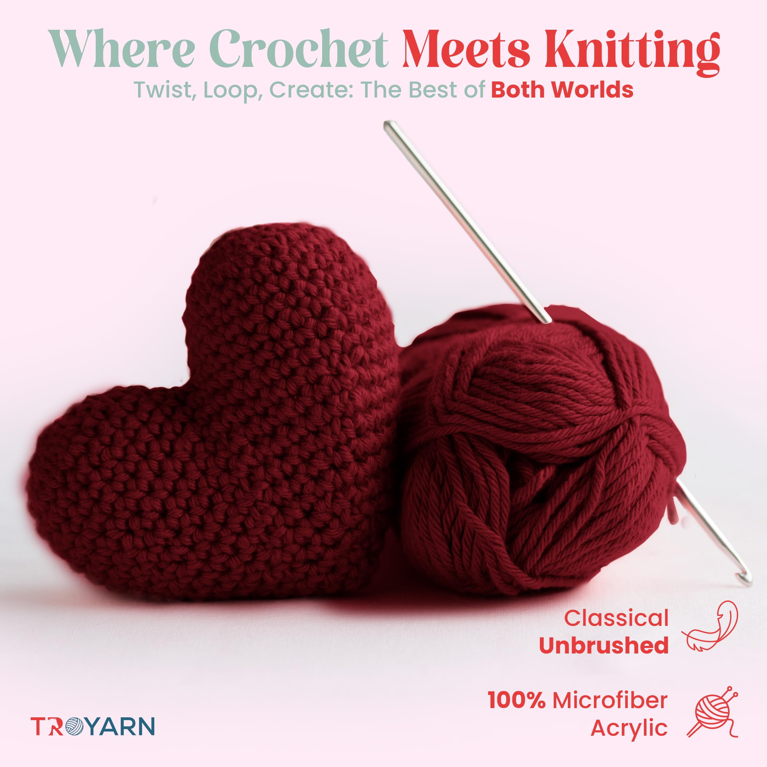 Yarn for Crocheting & Knitting - 4 Skeins (4x383 Yds) (105057 - Claret Red) Crochet Yarn - 100% Microfiber Acrylic Yarn - Knitting Yarn for Craft Projects