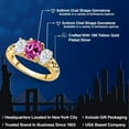 thumbnail image 2 of Gem Stone King 18K Yellow Gold Plated Silver Pink Created Sapphire and White Moissanite Filigree Style 3 Stone Ring for Women (2.65 Cttw, Oval 8X6MM and 6X4MM) (Size 6), 2 of 6