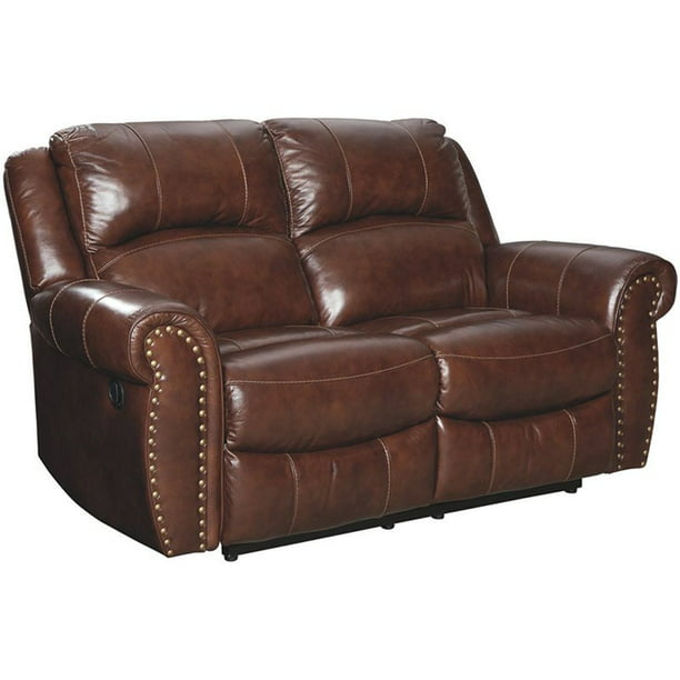 Ashley Furniture Bingen Leather, Nailhead Leather Sofa Recliner