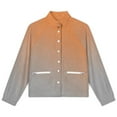 thumbnail image 4 of Jackets for Women Winter Coat Jackets Flannel Stand Collar Jacket(Orange Gray Gradient,Size:S-4XL), 4 of 7