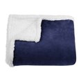 thumbnail image 7 of LANGRIA Reversible Flannel/Sherpa Throw Blanket Soft Cozy Warm Plush Fuzzy Easy Care Couch Sofa Bed Blankets, 60 x 80 Inches Navy Blue, 7 of 7