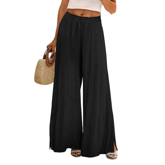 Women's Pants Fashion Casual Pants For Women Summer High Waist Wide Leg Floral Casual Cotton Casual