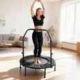 thumbnail image 2 of 40" Foldable Mini Trampoline, Fitness Rebounder with Bungee Cords, Adjustable Handle, Exercise Trampoline for Adults Indoor/Outdoor Workout, Max Load 450lbs, 2 of 8