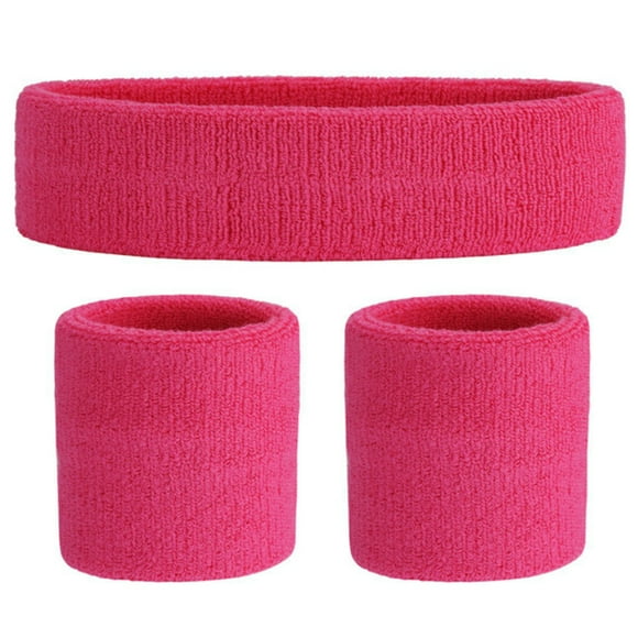 Sports Wrist Hair Band Suit - Fitness Headband with Elastic Knitted Cotton Soft Terry Cloth Sports Head Sweatband for Youth Basketball, Soccer and More