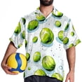 thumbnail image 4 of Tennis Men's Short Sleeve Spread Collar Poplin Button Down Casual Printed Summer Beach Unisex Shirts, 4 of 6