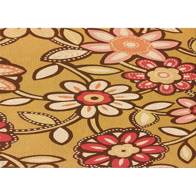 Ahgly Company Machine Washable Indoor Rectangle Transitional Yellow Orange Area Rugs, 4' x 6'