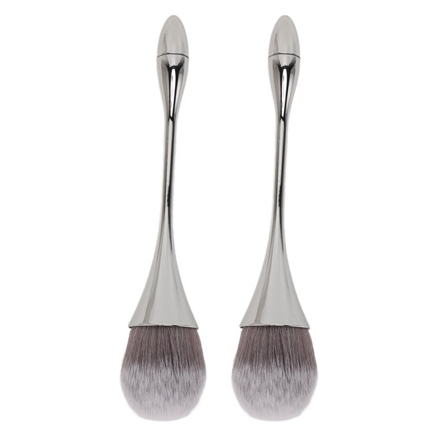 2 cepillos para polvo para decoración de uñas, cerdas suaves, mango ergonómico, cepillo multiusos para polvo para uso en manicura, plateado