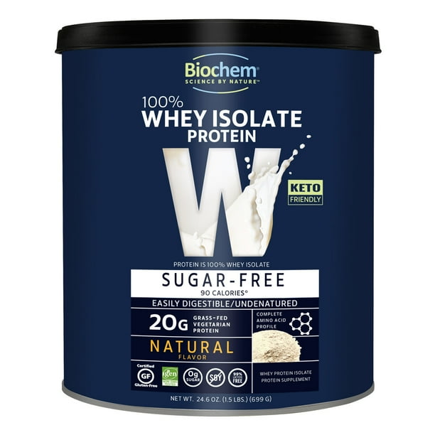 100 Whey Isolate Protein Natural Sugar Free Biochem 24.6 oz Powder