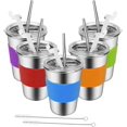 thumbnail image 1 of Vasos para niños de acero inoxidable YONGSHENG con tapas y pajitas a prueba de fugas, 1 of 5
