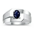 thumbnail image 1 of RYLOS Men's Rings 14K White Gold Ring Classic Solitaire 7X5MM Oval Shape Gemstone Designer Band Sapphire September Birthstone Rings For Men Size 10, 1 of 5
