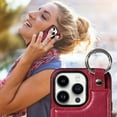 thumbnail image 3 of Dteck Case for iPhone 15 Pro Max,Magnetic Clasp Luxury PU Leather Card Slots Stand Durable Shockproof Case Back Wallet Flip Cover with Ring Buckle Cover,Red, 3 of 10