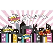Allenjoy Supergirl Party Backdrop for Photo Booth Photography Pictures Superhero Super Hero Girl City Buildings Girls