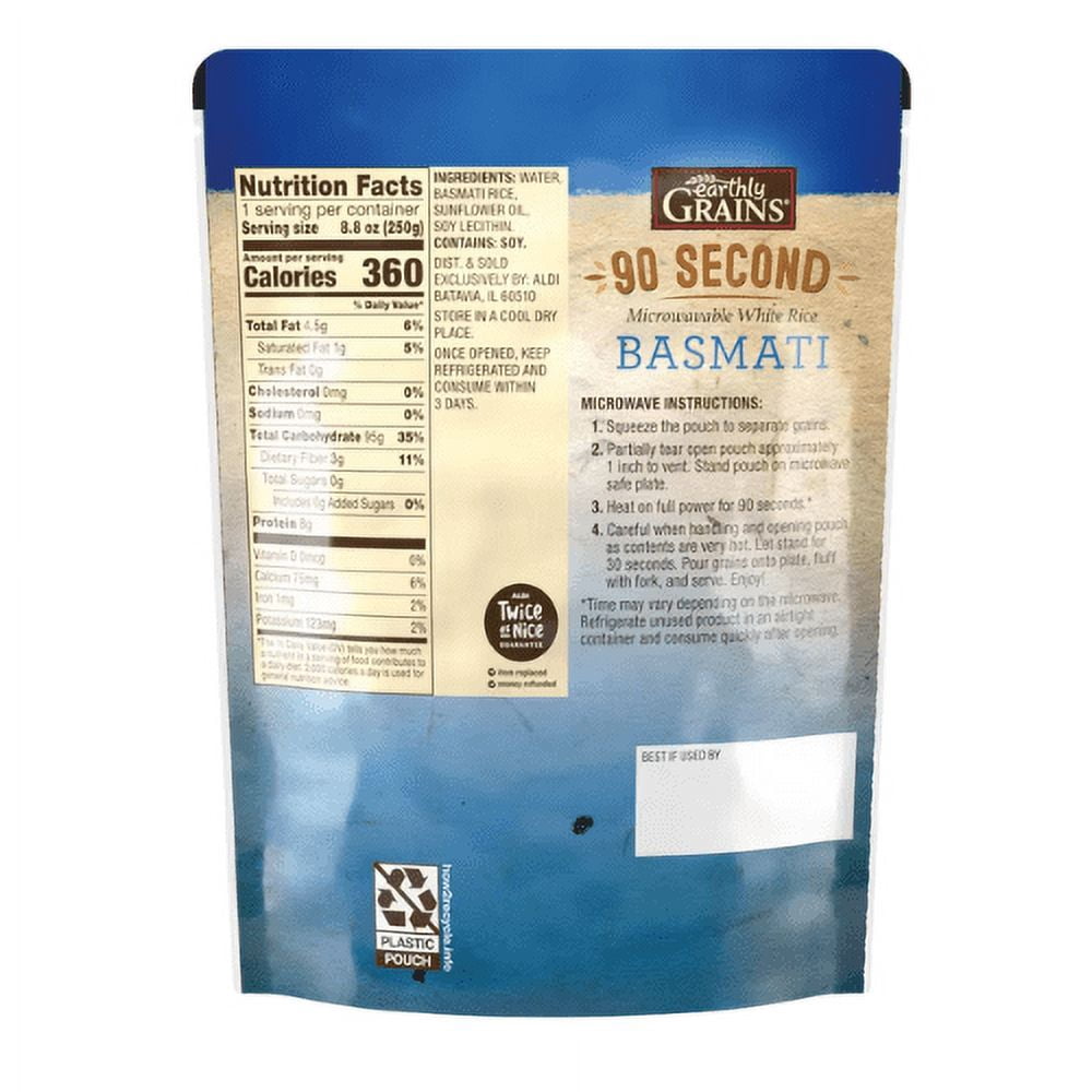 Earthly Grains Basmati Ready to Serve Rice, 8.8 oz ,6-Pack