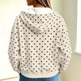 thumbnail image 5 of hoksml Women Polka Dot Zip Up Hoodie Drawstring Long Sleeve Pockets for Fall Winter Daily Outdoor Work Comfort, 5 of 9