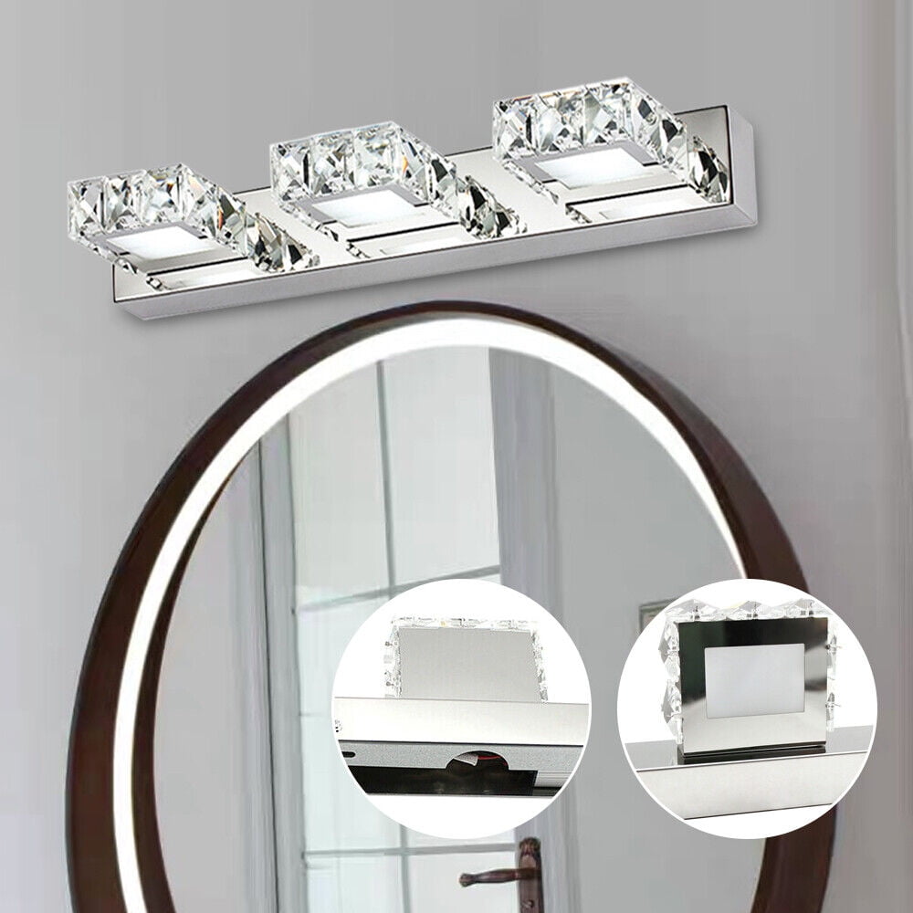 9W Modern Silver Crystal Makeup Mirror Wall-Lamp LED Make-up Vanity Light for Toilet Bathroom Bedrooms