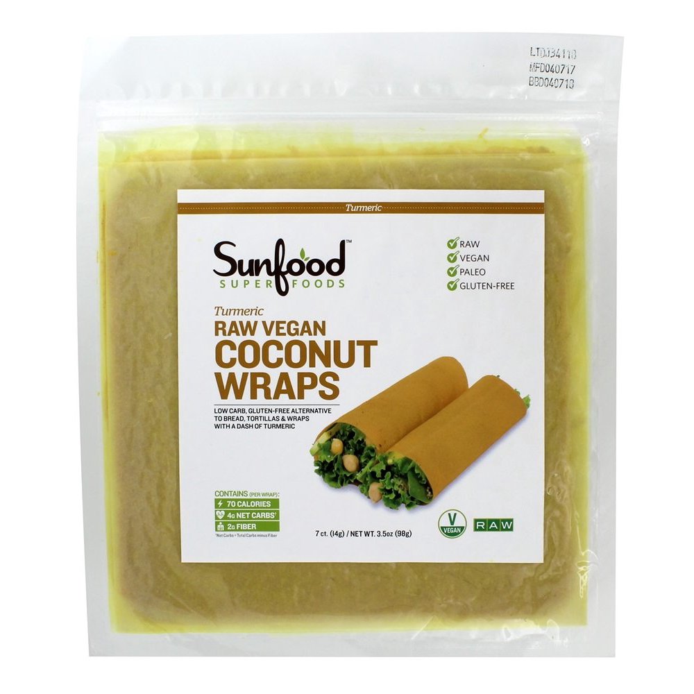 SunFood Coconut Wraps Turmeric 7ct/14g