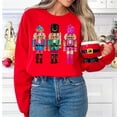 thumbnail image 5 of Sudadera elegante navideña para mujer, sudadera divertida con lentejuelas y cascanueces, linda sudadera con cuello redondo Y2k, ropa retro vintage para invierno, 5 of 5