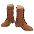 thumbnail image 3 of UngA Womens Combat Boots Ankle Boots Lace-Up Platform Lug Sole Boots Women Brown,Size 9, 3 of 7