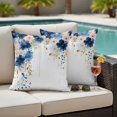 thumbnail image 5 of Spring Flowers Pillow Covers 2 Pack Vintage Watercolor Pink Blue Floral Gold Leaf Pillowcase Waterproof Outdoor Throw Pillow Cover for Patio Garden Square Cushion 20”x20”, 5 of 9