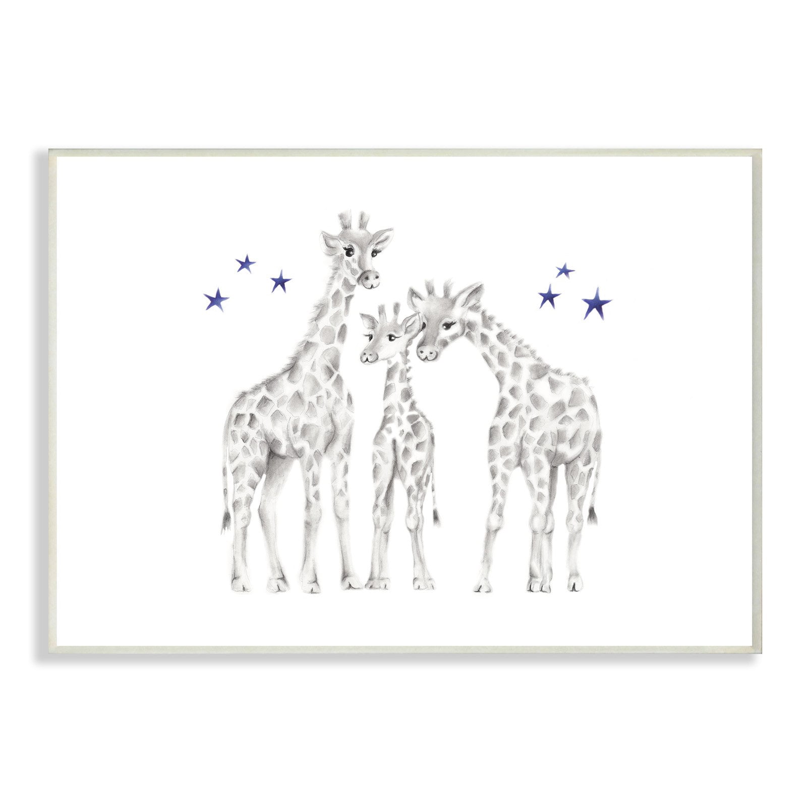 The Kids Room by Stupell Giraffe Family Graphite Drawing Oversized Stretched Canvas Wall Art, 24 x 1.5 x 30