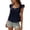 Navy, variant on Womens Shirts Casual Women's Solid Square Collar Flutter Sleeve Blouse Heart Neckline with Ruffle Detail Casual Feminine Top Navy M
