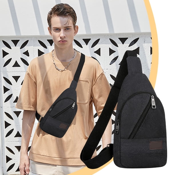 Thickened Zipper Outdoor Canvas Chest Bag Men's Chest Bag Hiking Backpack Multipurpose Crossbody Chest Bag Messenger Bag Men's Chest Bag