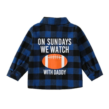 

Toddler Baby Boy Girl Plaid Shirt Casual Long Sleeve Single-Breasted Rugby Letter Print Tops Kids Fall Casual Streetwear