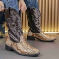 thumbnail image 4 of Men’s Western Cowboy Boots, Snake Print Embroidered Mid-Calf Boots, Pointed Toe with Metal Tip, Classic Pull-On Design Slip-Resistant Sole, 4 of 6