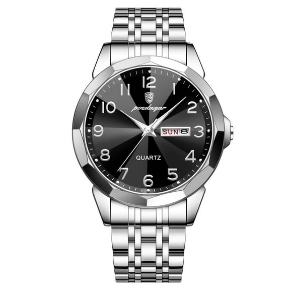 POEDAGAR Watch for Men Business Dress Analog Quartz Stainless Steel Waterproof Luminous Date Two Tone Luxury Casual Wrist Watch