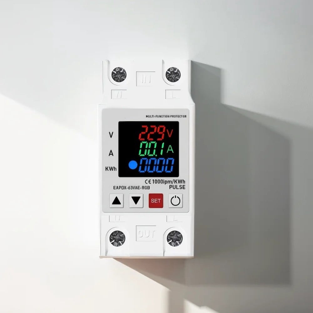 63A 230V 3IN1 Display Din Rail Adjustable Over Voltage Current Protective Device