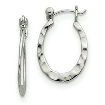 Primal Silver Sterling Silver Hammered Oval Hoop Earrings