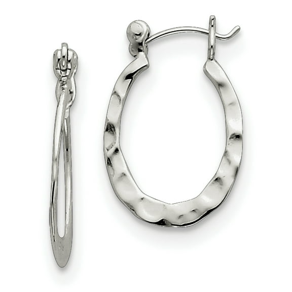 Primal Silver Sterling Silver Hammered Oval Hoop Earrings