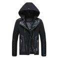 thumbnail image 4 of Fesfesfes Men's Winter Jacket Plush Collar Color Block Jacket Detachable Hooded Jacket Thickened Padded Jacket, 4 of 7