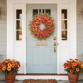thumbnail image 2 of 26" Fall Wreath for Front Door, Porch, Window - Artificial Boxwood Leaves with Fake Daisy Flowers Outdoor Wreath Faux Eucalyptus for Home Farmhouse Harvest Festival Thanksgiving Day Autumn Decor C108, 2 of 3