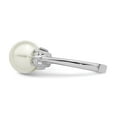 thumbnail image 3 of Majestik Sterling Silver Rhodium-plated Size 8 10-11mm White Imitation Shell Pearl and CZ Ring, 3 of 5