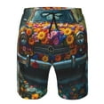 thumbnail image 3 of Salouo Flower Covered Vintage Car Pattern Swim Trunks for Men,Men's Hawaiian Bathing Suit Swimsuits Quick Dry Swimming Board Shorts Beach Shorts with Pockets-Small, 3 of 6