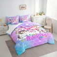 thumbnail image 3 of Feelyou Cartoon Magic Unicorn Bedding Comforter Set 7 Pieces, Kawaii Princess Castle Full Bedding Set, Dreamy Mermaid Scale Fitted Sheet Flat Sheet, Lightweight Room Decor, 3 of 7