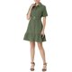 thumbnail image 1 of INSPIRE CHIC Camisa vestido de safari de algodón con botones y cinturón para mujeres XS verde ejército, 1 of 6